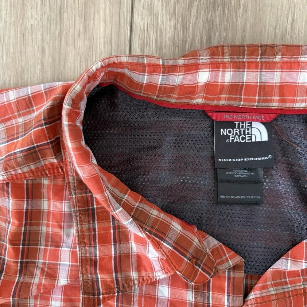 The North Face shirt  Men's XXL Orange Plaid Short Sleeve Button Shirt Cooling
